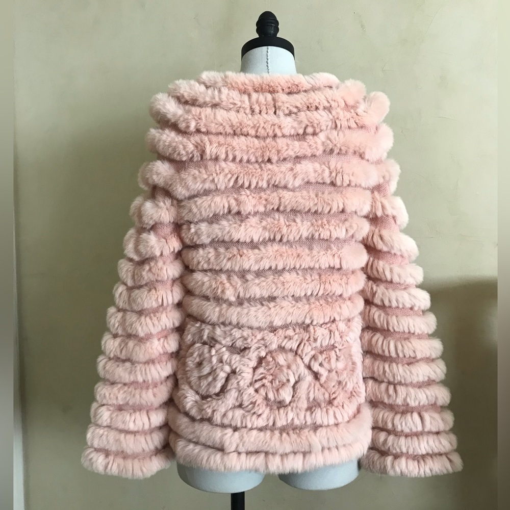 BCBGMaxAzria Blush Rabbit Fur Knit Jacket - Picture 6 of 11